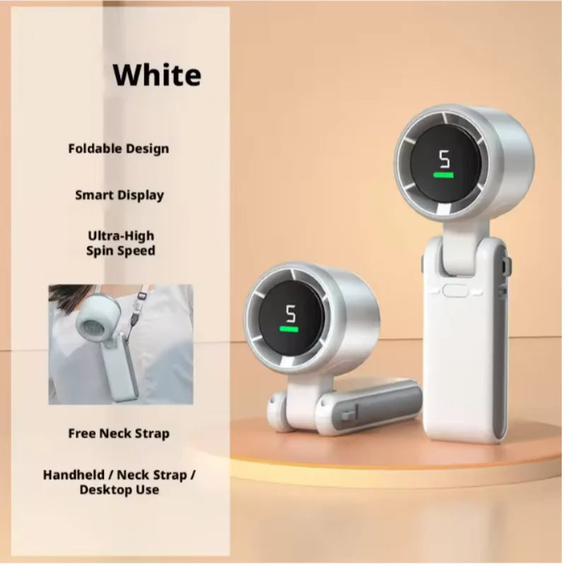 Hanging Neck Outdoor 180 Degree Folding Desktop Mini Fan Hand-Held Folding High-Speed Powerful Turbo Fan