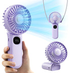 Handheld Fan Foldable Portable Fan with LED Display 3000Mah Battery Operated Mini Hand Held Fan for Travel Beach Outdoor