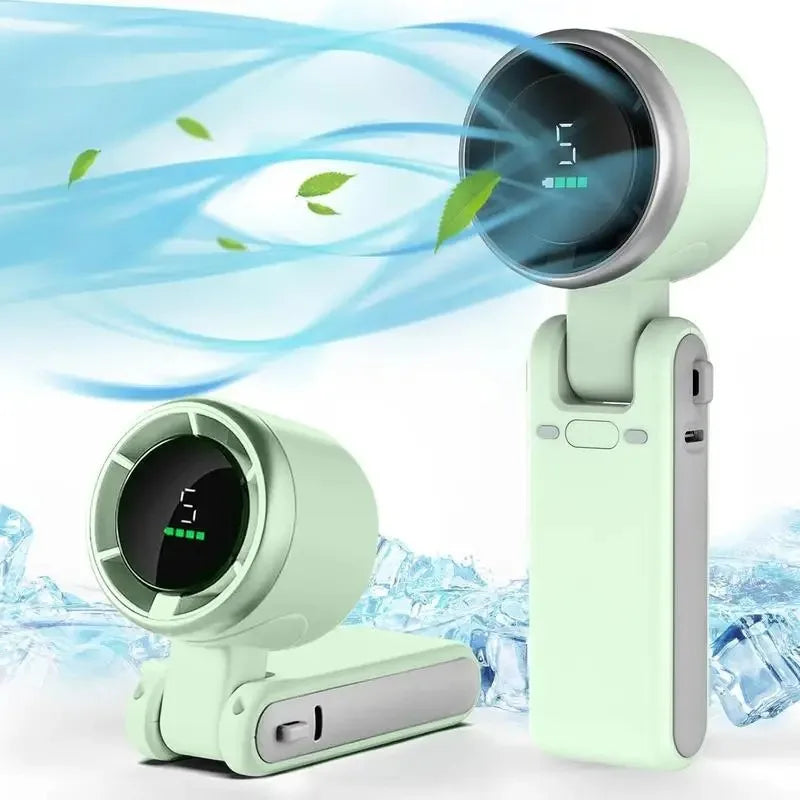 Hanging Neck Outdoor 180 Degree Folding Desktop Mini Fan Hand-Held Folding High-Speed Powerful Turbo Fan