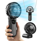 Handheld Fan Foldable Portable Fan with LED Display 3000Mah Battery Operated Mini Hand Held Fan for Travel Beach Outdoor