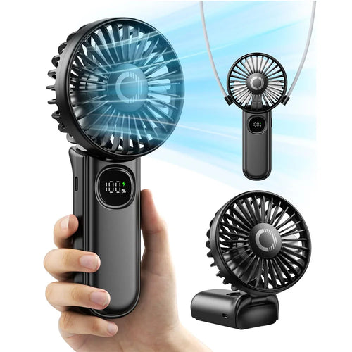 Handheld Fan Foldable Portable Fan with LED Display 3000Mah Battery Operated Mini Hand Held Fan for Travel Beach Outdoor