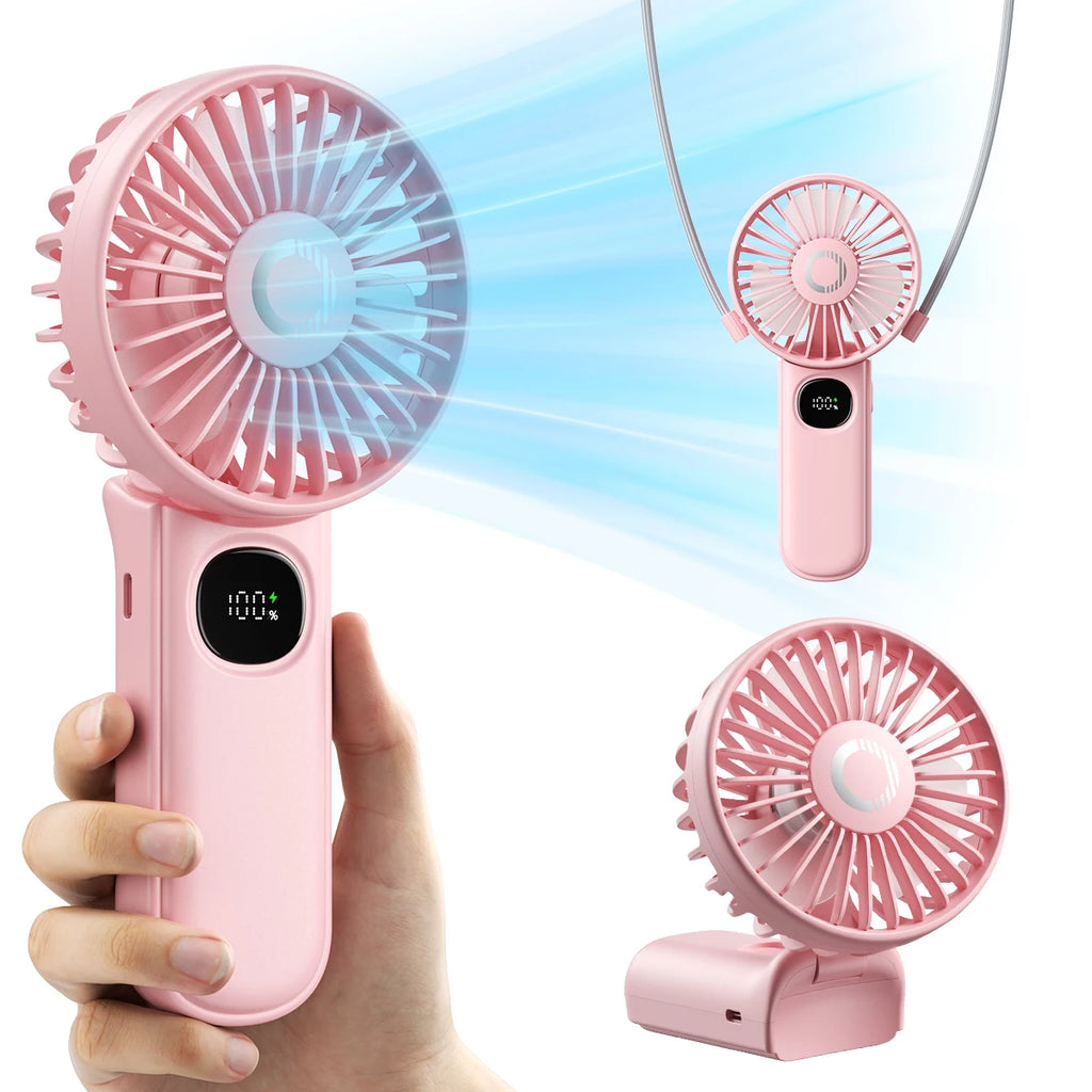 Handheld Fan Foldable Portable Fan with LED Display 3000Mah Battery Operated Mini Hand Held Fan for Travel Beach Outdoor