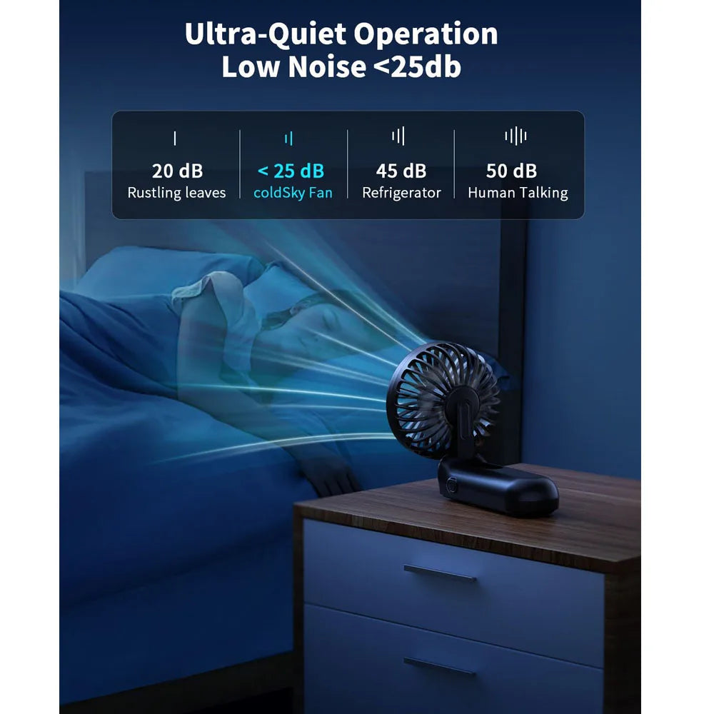 Handheld Fan Foldable Portable Fan with LED Display 3000Mah Battery Operated Mini Hand Held Fan for Travel Beach Outdoor
