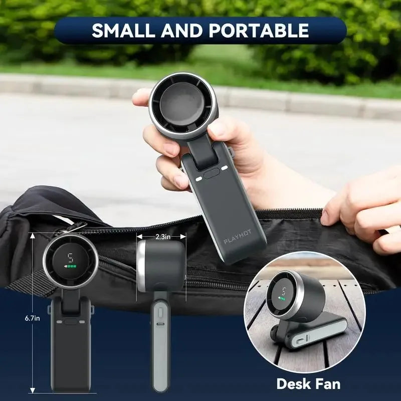 Hanging Neck Outdoor 180 Degree Folding Desktop Mini Fan Hand-Held Folding High-Speed Powerful Turbo Fan